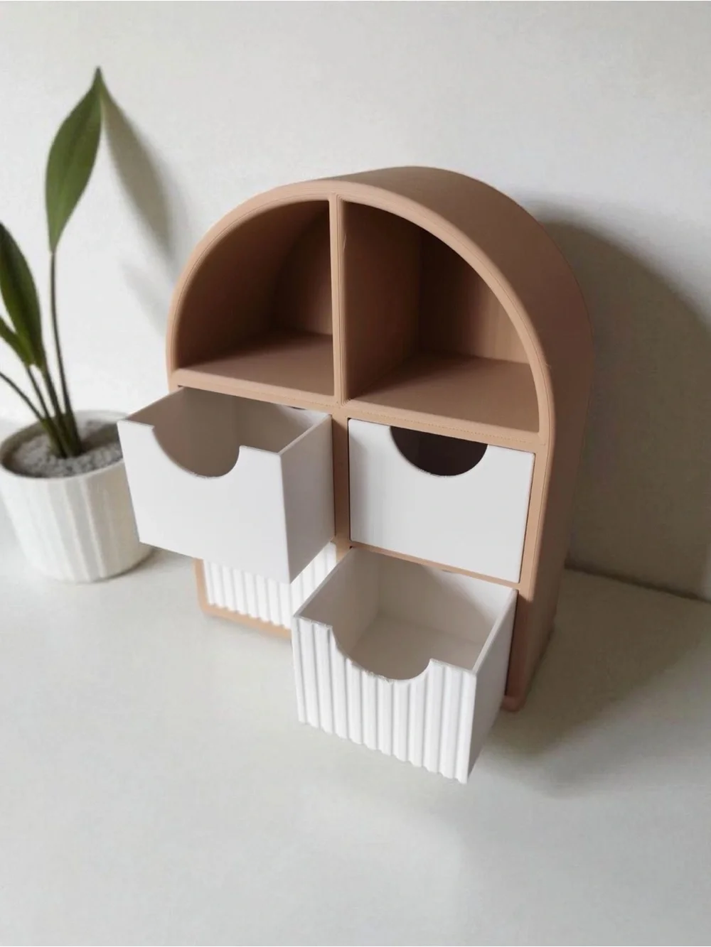 Beige and White 6-Compartment jewelry Organizer